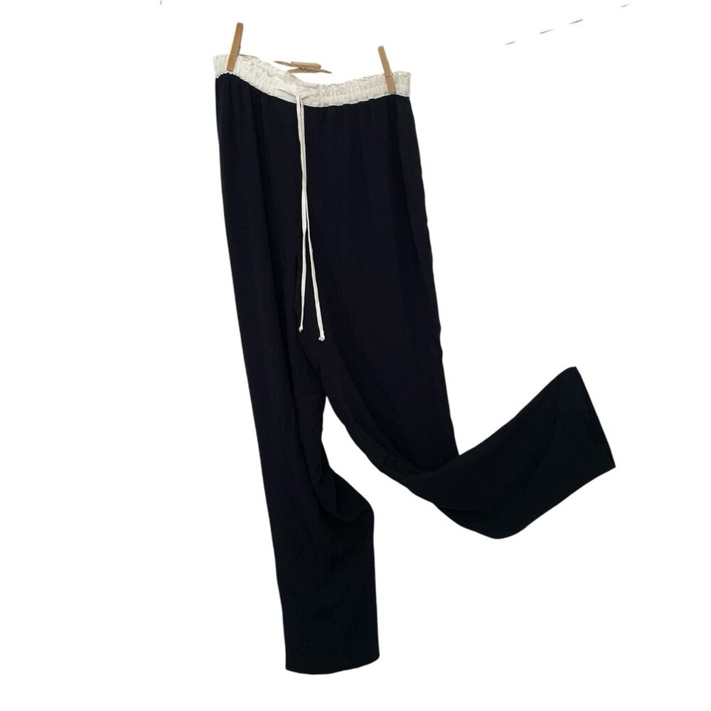 Vintage Dorothy Schoelen Pants Platinum Womens10 Black Crepe Lined White Trim